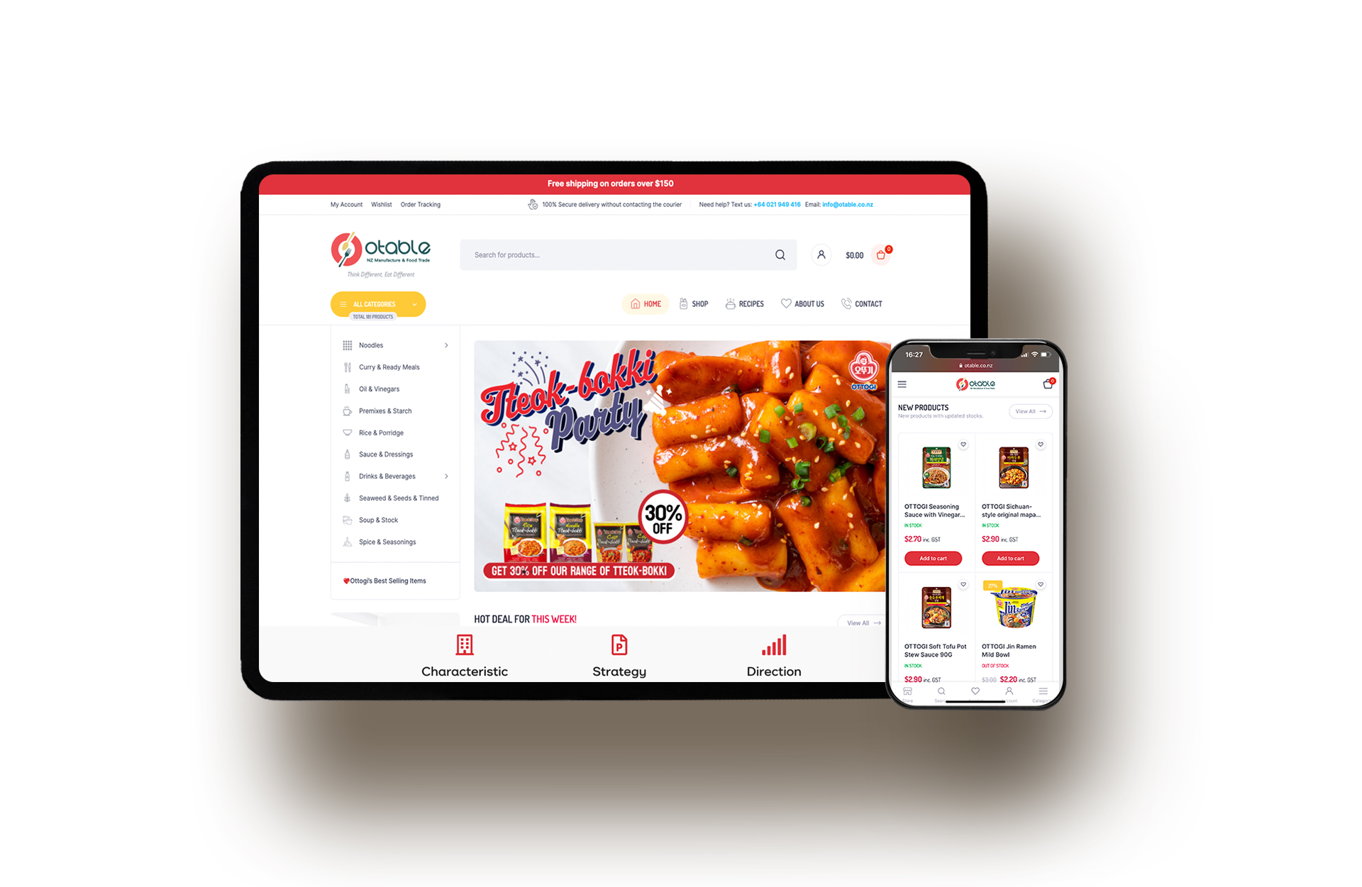 Mockup of Otable's website